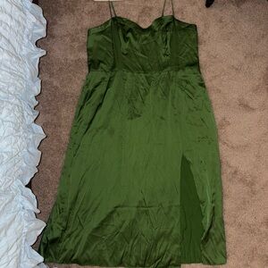 Abercrombie & Fitch Satin Forest Green Dress